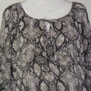 Faded Glory Women's Tan & Black 3/4 Sleeve Pullover Blouse Size XL 16-18 (C1584)